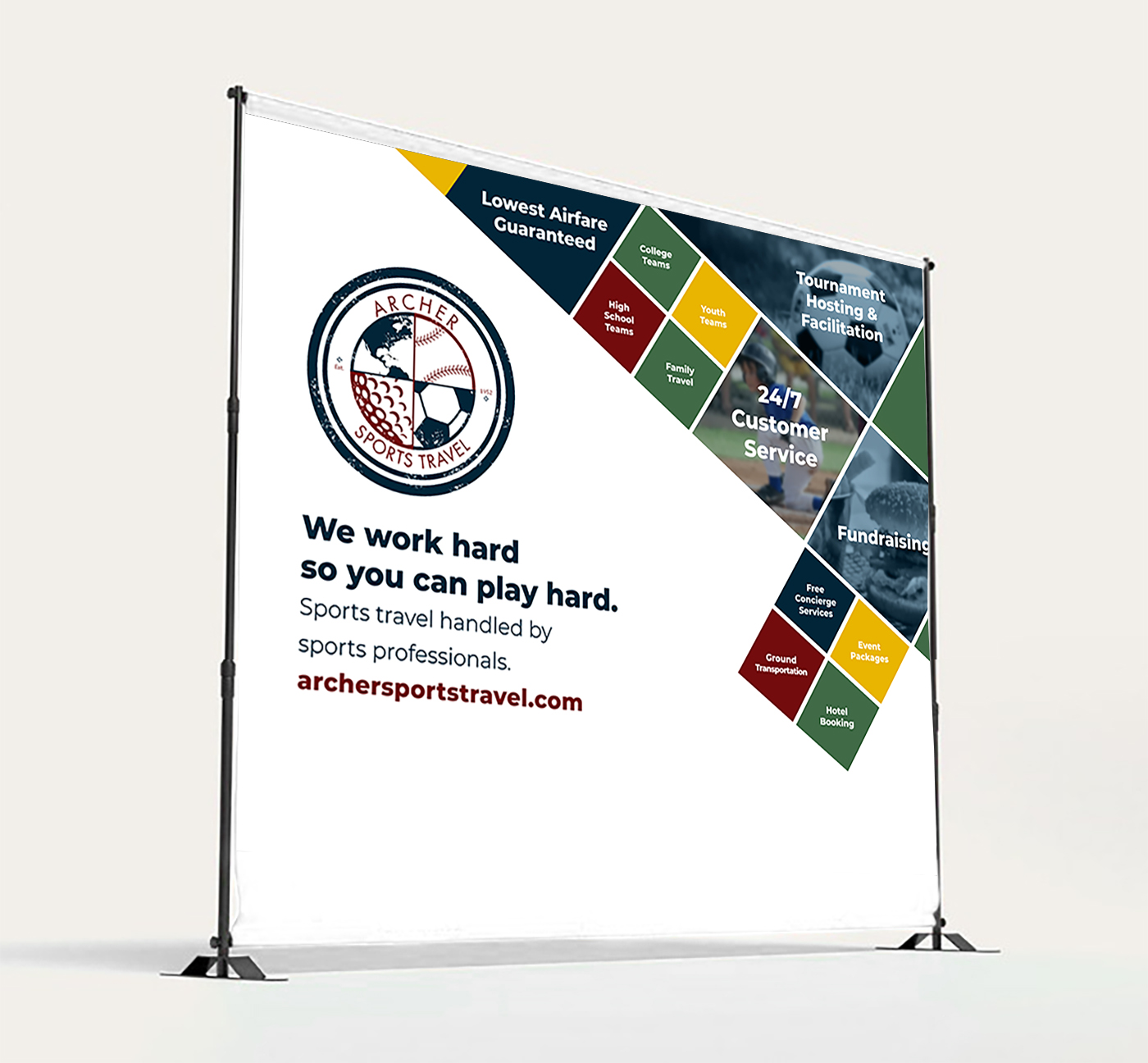 Sports Travel Banner mockup for a tradeshow