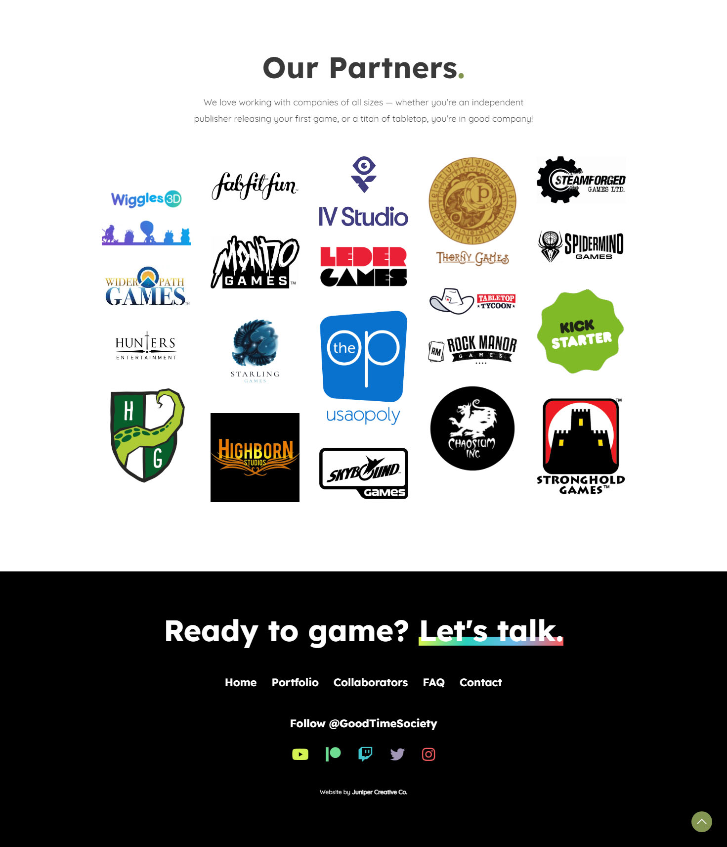 Goodtime Society Homepage Brand Icons